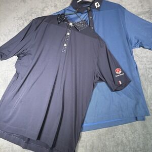 FootJoy Golf Polo Mens Large L Golf Shirts Tour/USA Performance FJ LOT OF 2 -